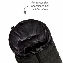 Thermo-Fleece Fußsack mit verlängerbarem Fußteil - Premium Schwarz - Kollektion 2025