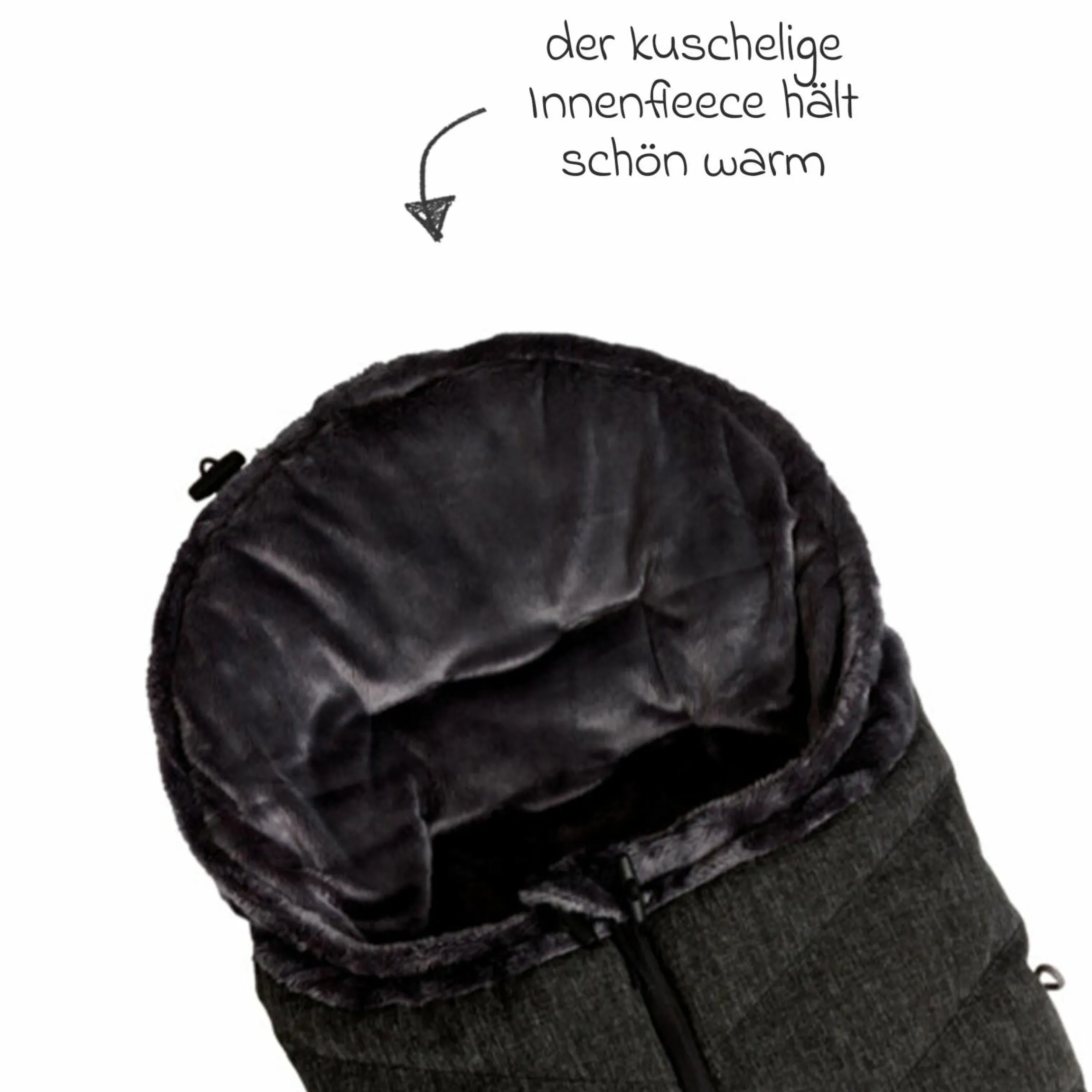 Thermo-Fleece Fußsack mit verlängerbarem Fußteil - Premium Schwarz - Kollektion 2025
