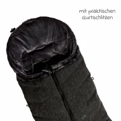 Thermo-Fleece Fußsack mit verlängerbarem Fußteil - Premium Schwarz - Kollektion 2025