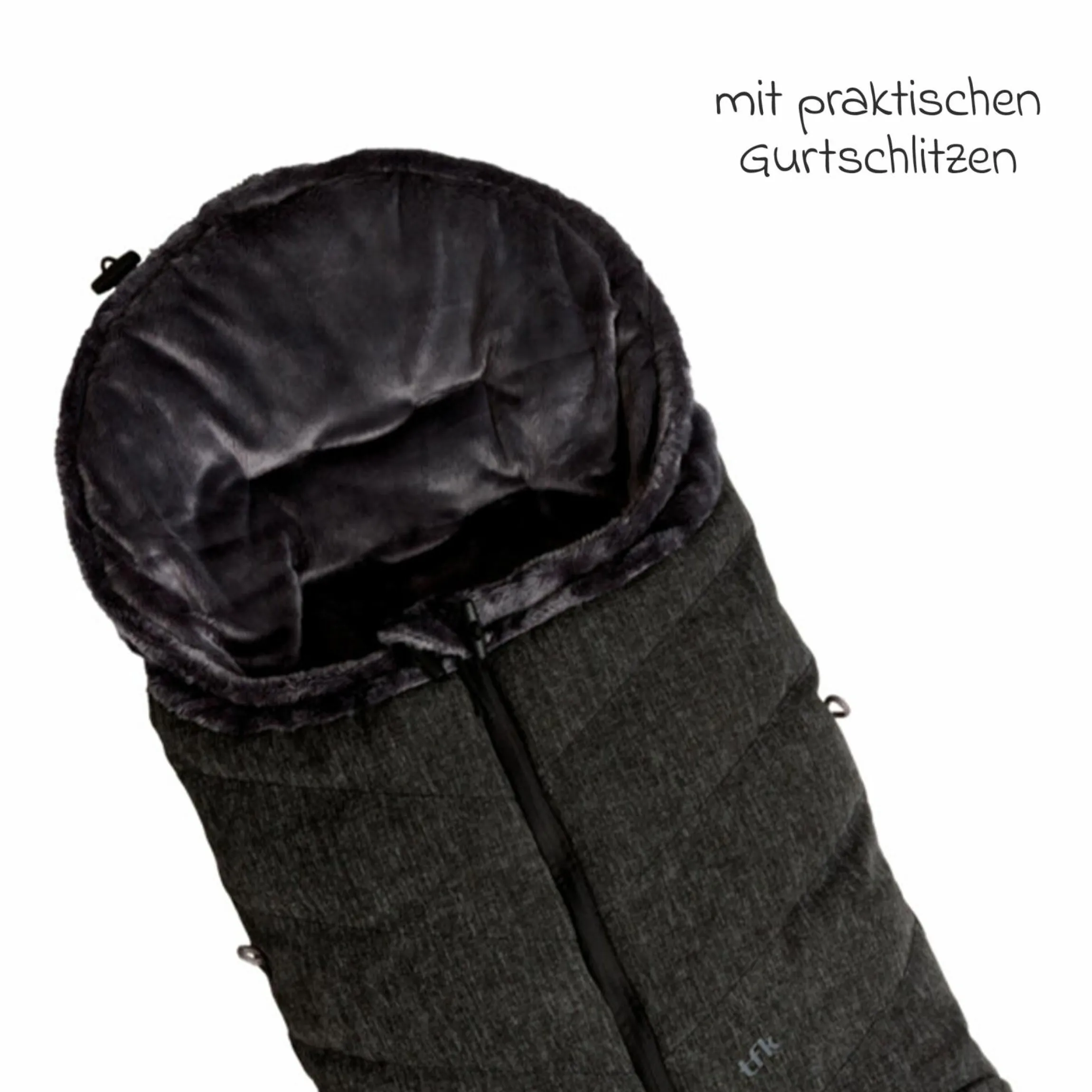 Thermo-Fleece Fußsack mit verlängerbarem Fußteil - Premium Schwarz - Kollektion 2025