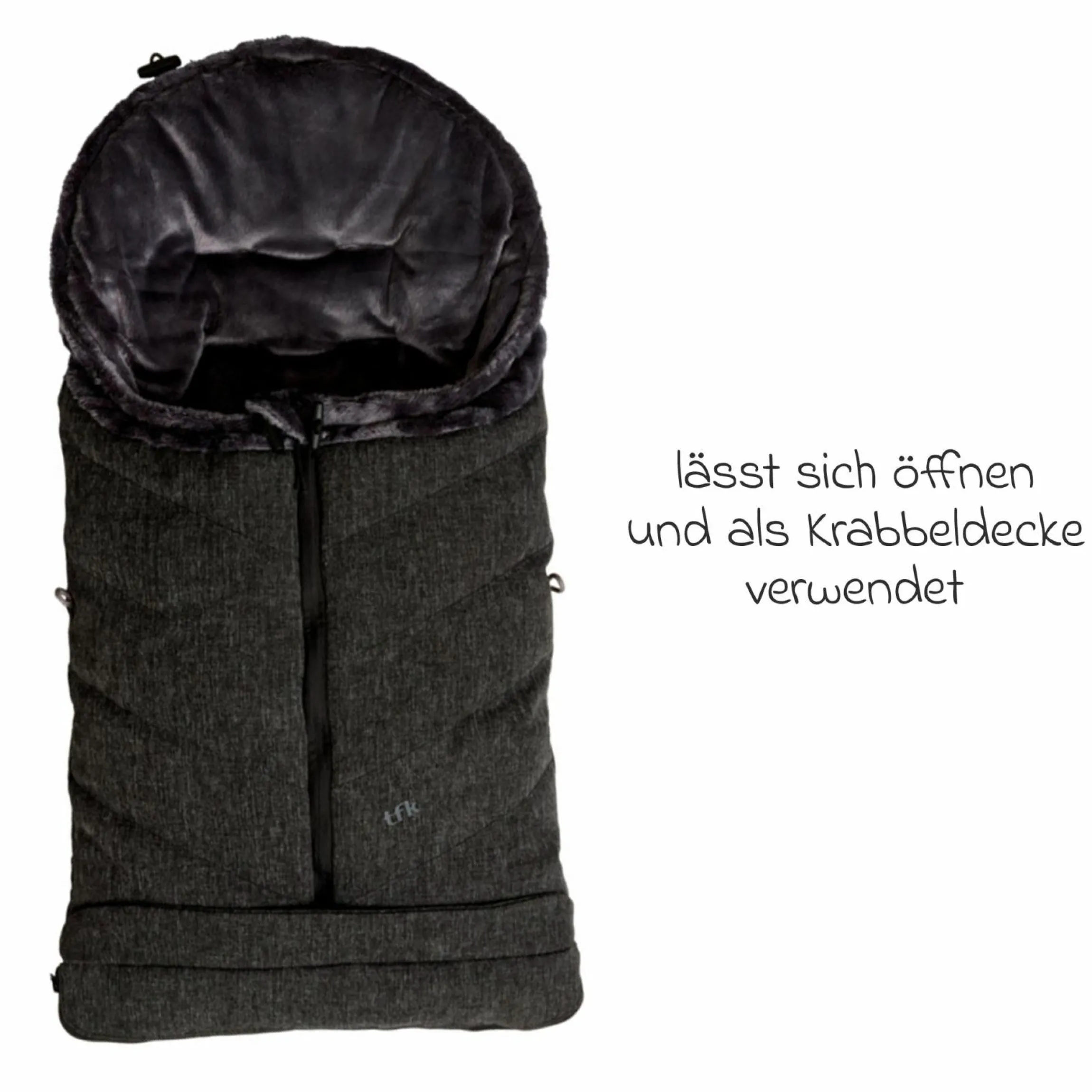Thermo-Fleece Fußsack mit verlängerbarem Fußteil - Premium Schwarz - Kollektion 2025