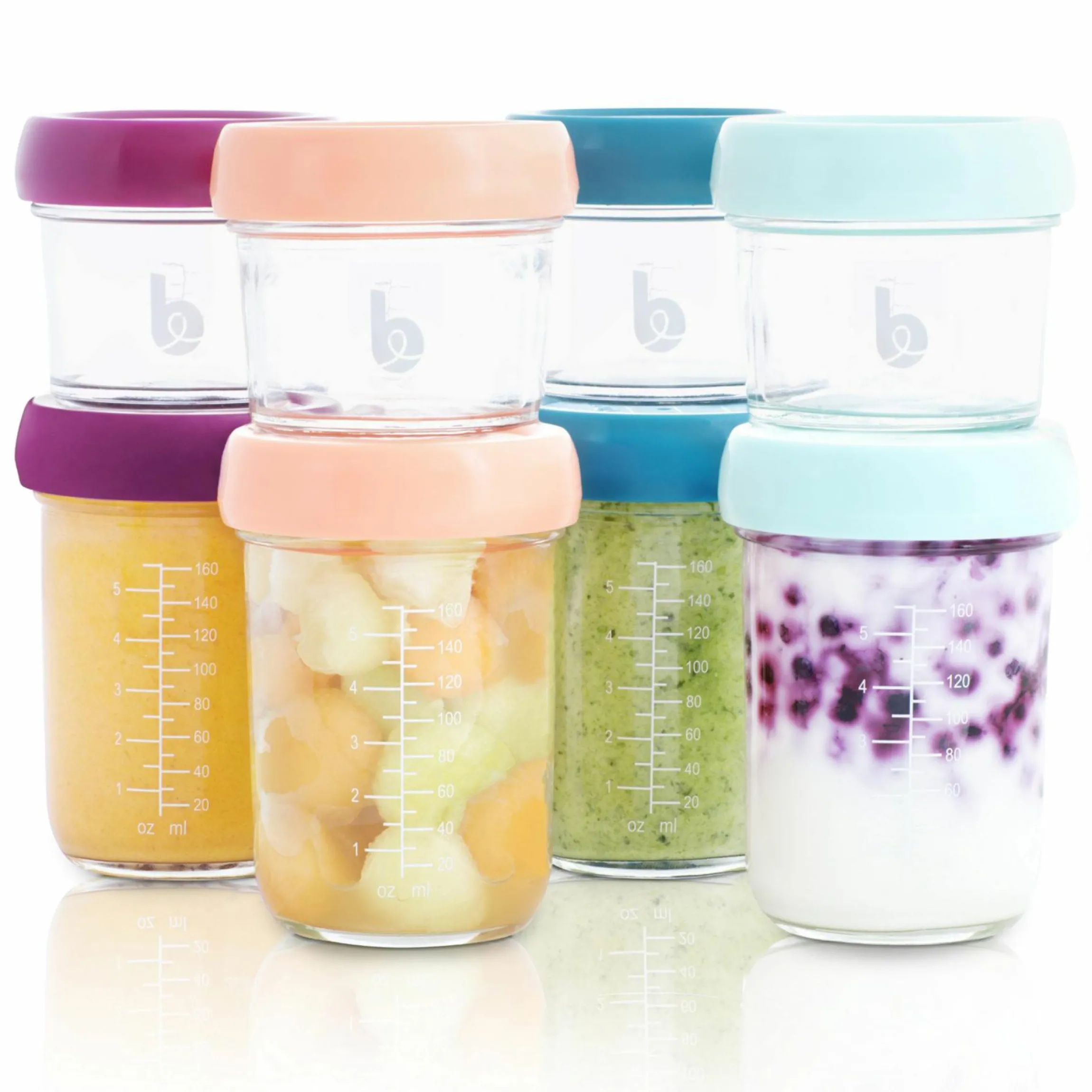 12-tlg. Babynahrungszubereitungs-Set Nutribaby+ XL mit 8 Glas-Babybols + 2 Silikon-Löffel + 1 Esslernteller