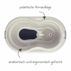 4-tlg. Badeset / Badestation Tilo - inkl. Badewanne + Wannenständer + Badeliege + Ablaufschlauch - Cappuccino