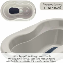 4-tlg. Badeset / Badestation Tilo - inkl. Badewanne + Wannenständer + Badeliege + Ablaufschlauch - Cappuccino