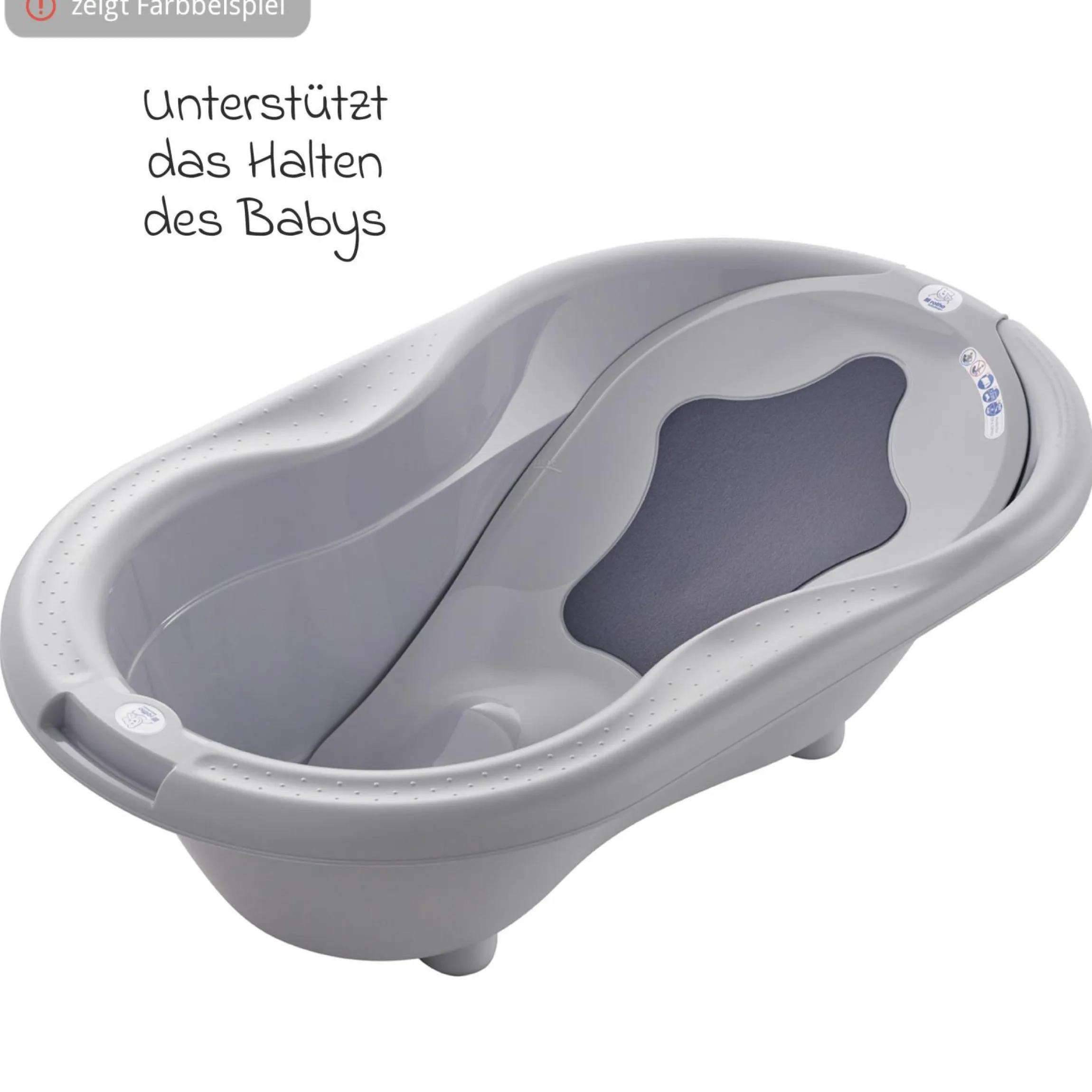 4-tlg. Badeset / Badestation Tilo - inkl. Badewanne + Wannenständer + Badeliege + Ablaufschlauch - Sage Green