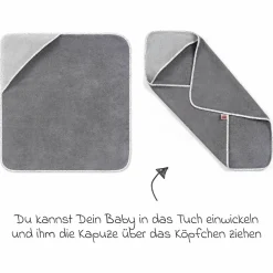 3-tlg. Bade-Set - Kapuzenbadetuch inkl. 2 Waschhandschuhe 80 x 80 cm - Sterne Grau