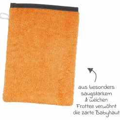2-tlg. Bade-Set Kapuzenbadetuch inkl. Waschhandschuh 80 x 80 cm - Stickerei Tiger - Orange