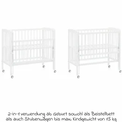 10-tlg. Beistellbett-Komplett-Set Nino inkl. Matratze, Bettwäsche, Spannbetttücher, Nestchen, Steppbett & Schmusetuch Cube Grey - Weiß - Kollektion 2024