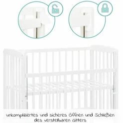 10-tlg. Beistellbett-Komplett-Set Nino inkl. Matratze Nino, Bettwäsche, Spannbetttücher, Steppbett, Nestchen & Ring-Greifling - Weiß