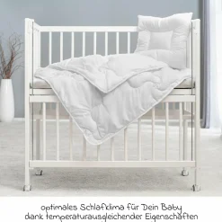 10-tlg. Beistellbett-Komplett-Set Nino inkl. Matratze Nino, Bettwäsche, Spannbetttücher, Steppbett, Nestchen & Ring-Greifling - Weiß