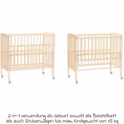 10-tlg. Beistellbett-Komplett-Set Nino inkl. Matratze, Bettwäsche, Spannbetttücher, Nestchen, Steppbett & Schmusetuch - Cube Grey - Natur - Kollektion 2024