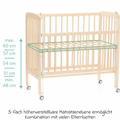 10-tlg. Beistellbett-Komplett-Set Nino inkl. Matratze, Bettwäsche, Spannbetttücher, Nestchen, Steppbett & Schmusetuch - Cube Grey - Natur - Kollektion 2024