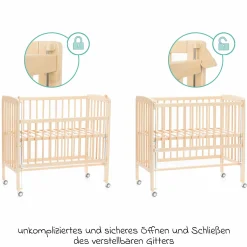 10-tlg. Beistellbett-Komplett-Set Nino inkl. Matratze, Bettwäsche, Spannbetttücher, Nestchen, Steppbett & Schmusetuch - Cube Grey - Natur - Kollektion 2024