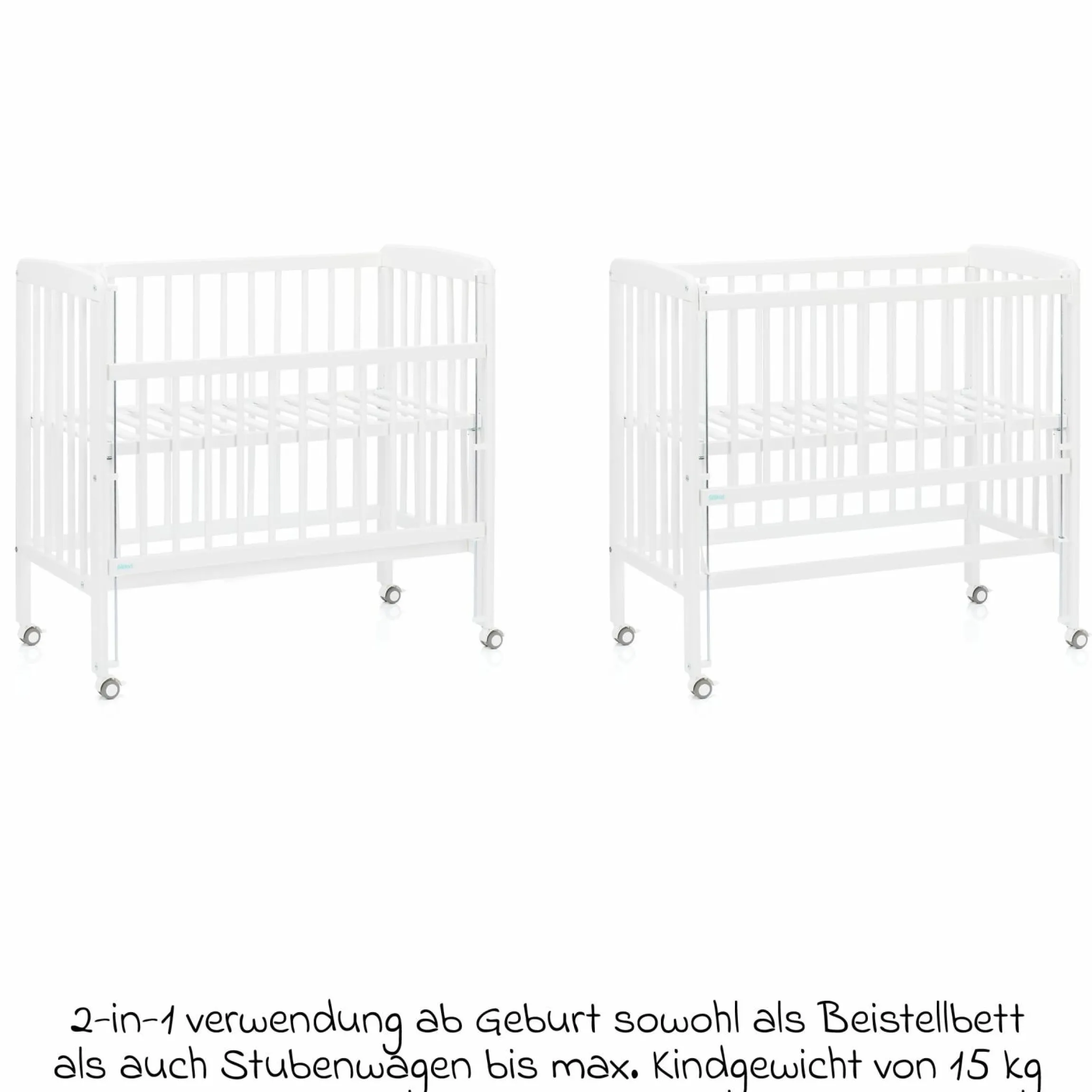 10-tlg. Beistellbett-Komplett-Set Nino inkl. Matratze, Bettwäsche, Spannbetttücher, Nestchen, Steppbett & Schmusetuch Kangaroo Weiß - Weiß - Kollektion 2024