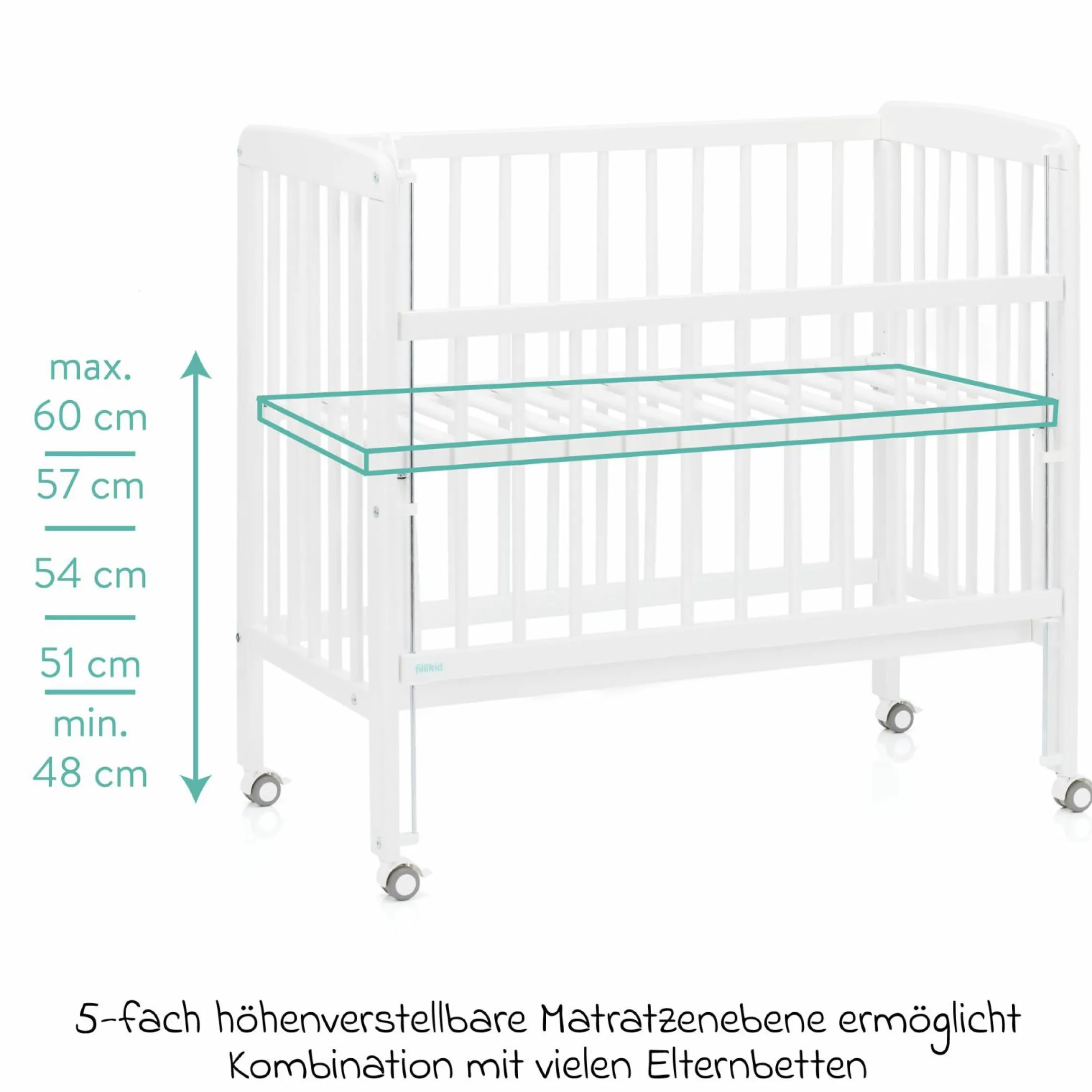 10-tlg. Beistellbett-Komplett-Set Nino inkl. Matratze, Bettwäsche, Spannbetttücher, Nestchen, Steppbett & Schmusetuch Kangaroo Weiß - Weiß - Kollektion 2024