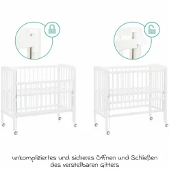 10-tlg. Beistellbett-Komplett-Set Nino inkl. Matratze, Bettwäsche, Spannbetttücher, Nestchen, Steppbett & Schmusetuch Kangaroo Weiß - Weiß - Kollektion 2024