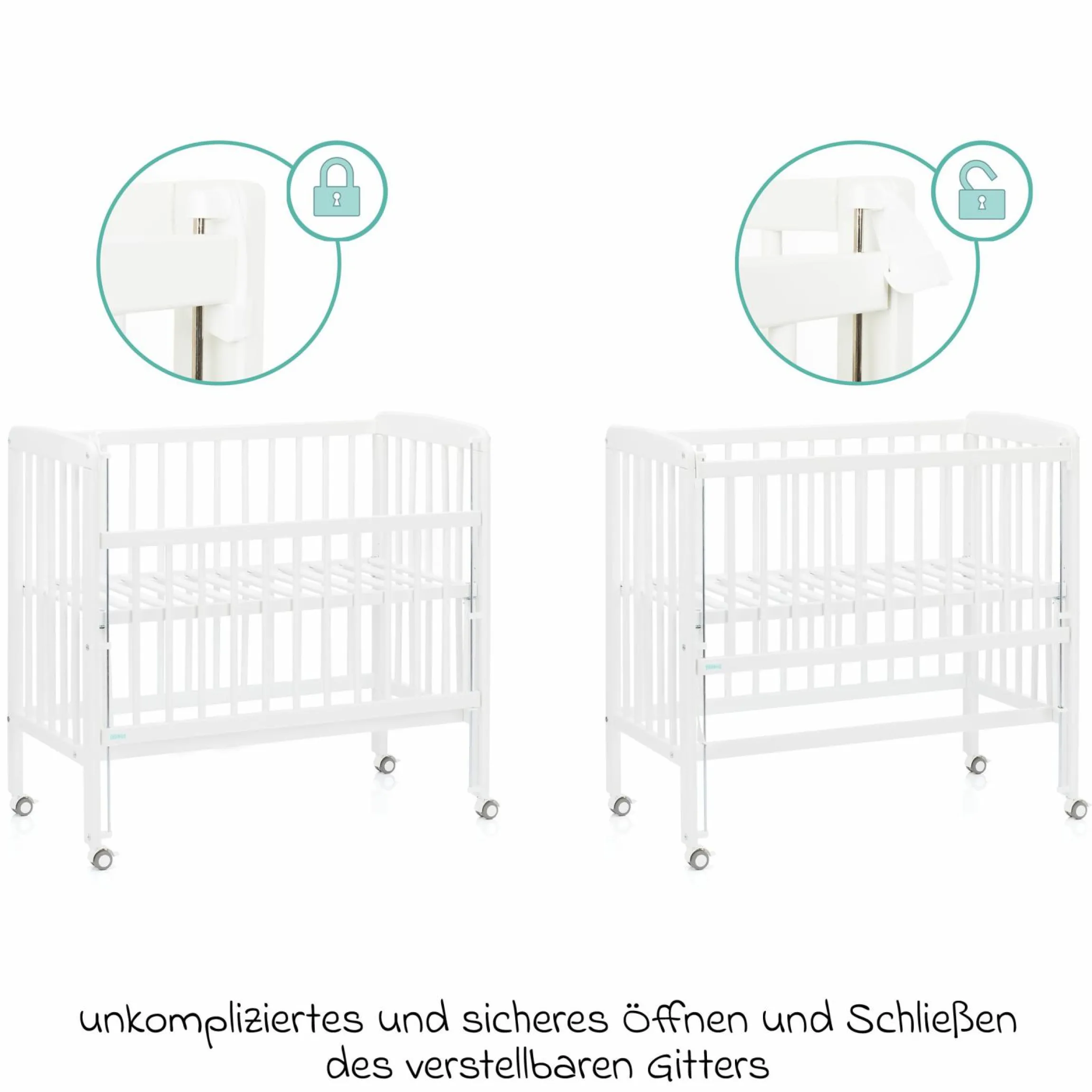 10-tlg. Beistellbett-Komplett-Set Nino inkl. Matratze, Bettwäsche, Spannbetttücher, Nestchen, Steppbett & Schmusetuch Kangaroo Weiß - Weiß - Kollektion 2024