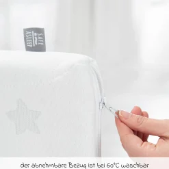 6-tlg. Beistellbett-Komplett-Set mit Canvas-Barriere, Matratze 90 x 45 cm, Spannbetttuch, 2-tlg-Schlafsack, Schmusetuch & Spieluhr 47 x 99,5 cm - Weiß