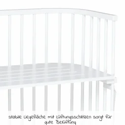 5-tlg.- Beistellbett-Set Boxspring mit Matratze Classic Fresh, Nestchen Sterne Weiß Perlgrau, Spannbetttuch Deluxe Weiß & Verschlussgitter - Weiß - Kollektion 2024