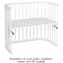 5-tlg.- Beistellbett-Set Maxi mit Matratze Classic Fresh, Nestchen Sterne Weiß Perlgrau, Spannbetttuch Deluxe Weiß & Verschlussgitter - Weiß - Kollektion 2024