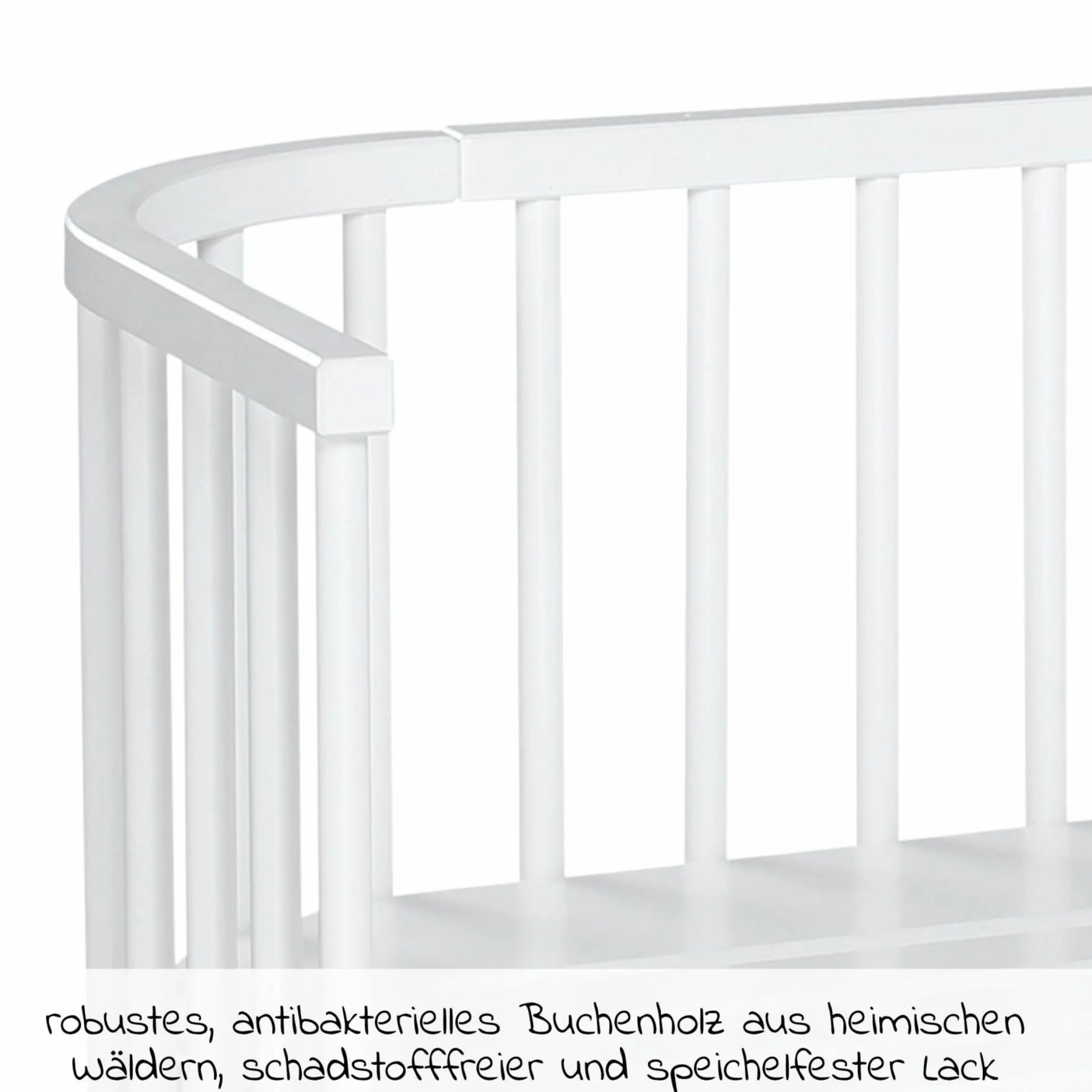 5-tlg.- Beistellbett-Set Maxi mit Matratze Classic Fresh, Nestchen Sterne Weiß Perlgrau, Spannbetttuch Deluxe Weiß & Verschlussgitter - Weiß - Kollektion 2024