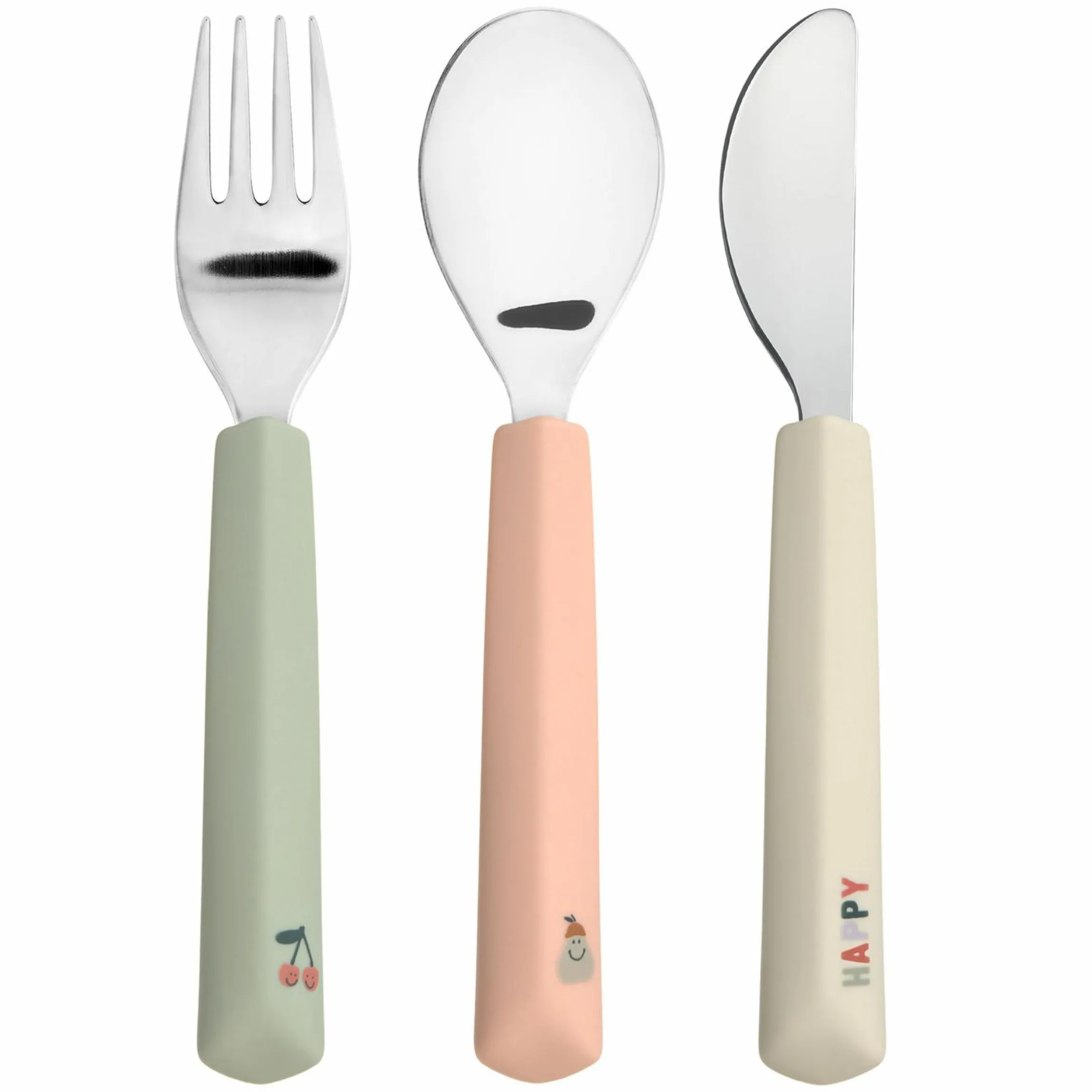 3-tlg- Besteck-Set Cutlery mit Silikon-Griff - Happy Fruits - Cherry