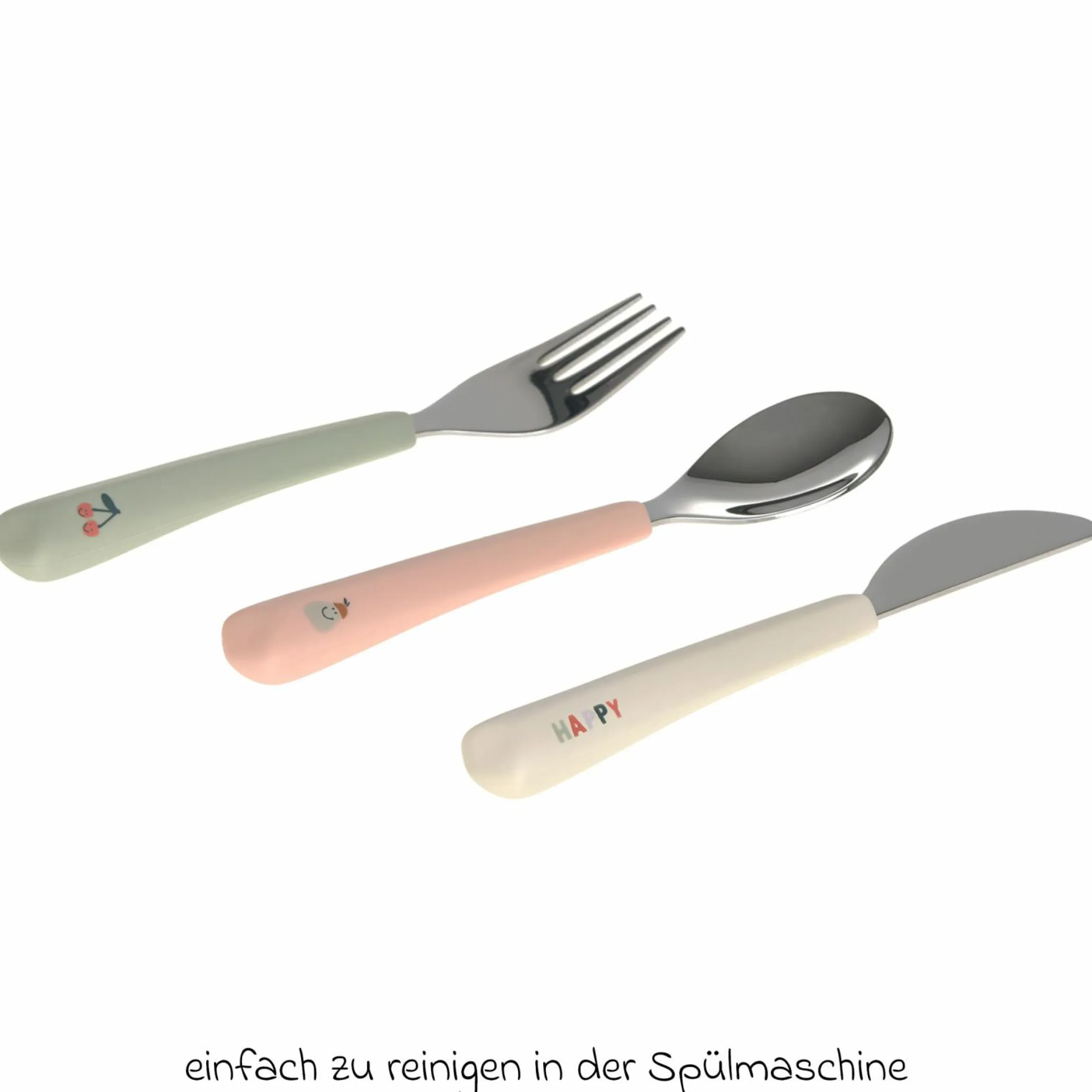 3-tlg- Besteck-Set Cutlery mit Silikon-Griff - Happy Fruits - Cherry