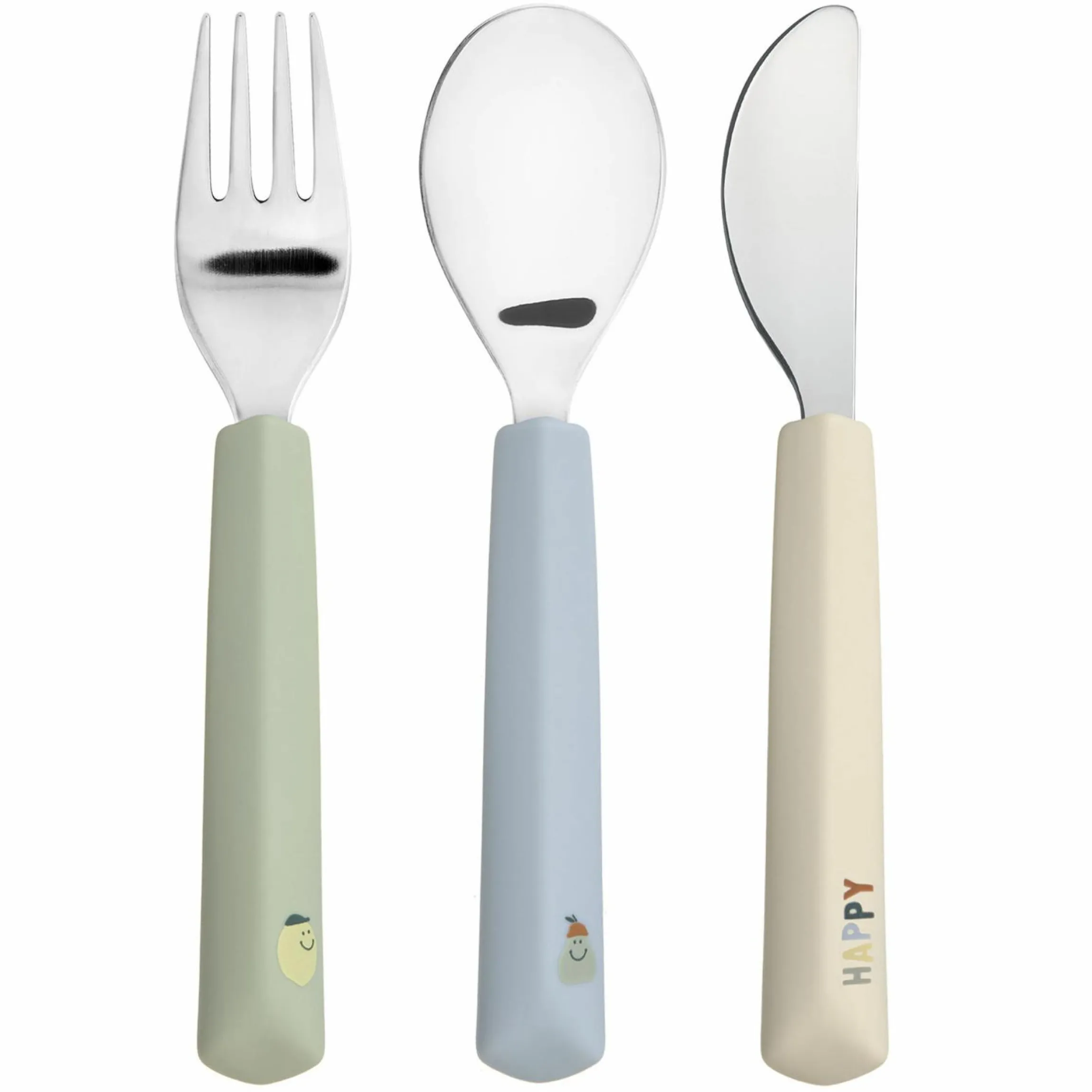 3-tlg- Besteck-Set Cutlery mit Silikon-Griff - Happy Fruits - Lemon
