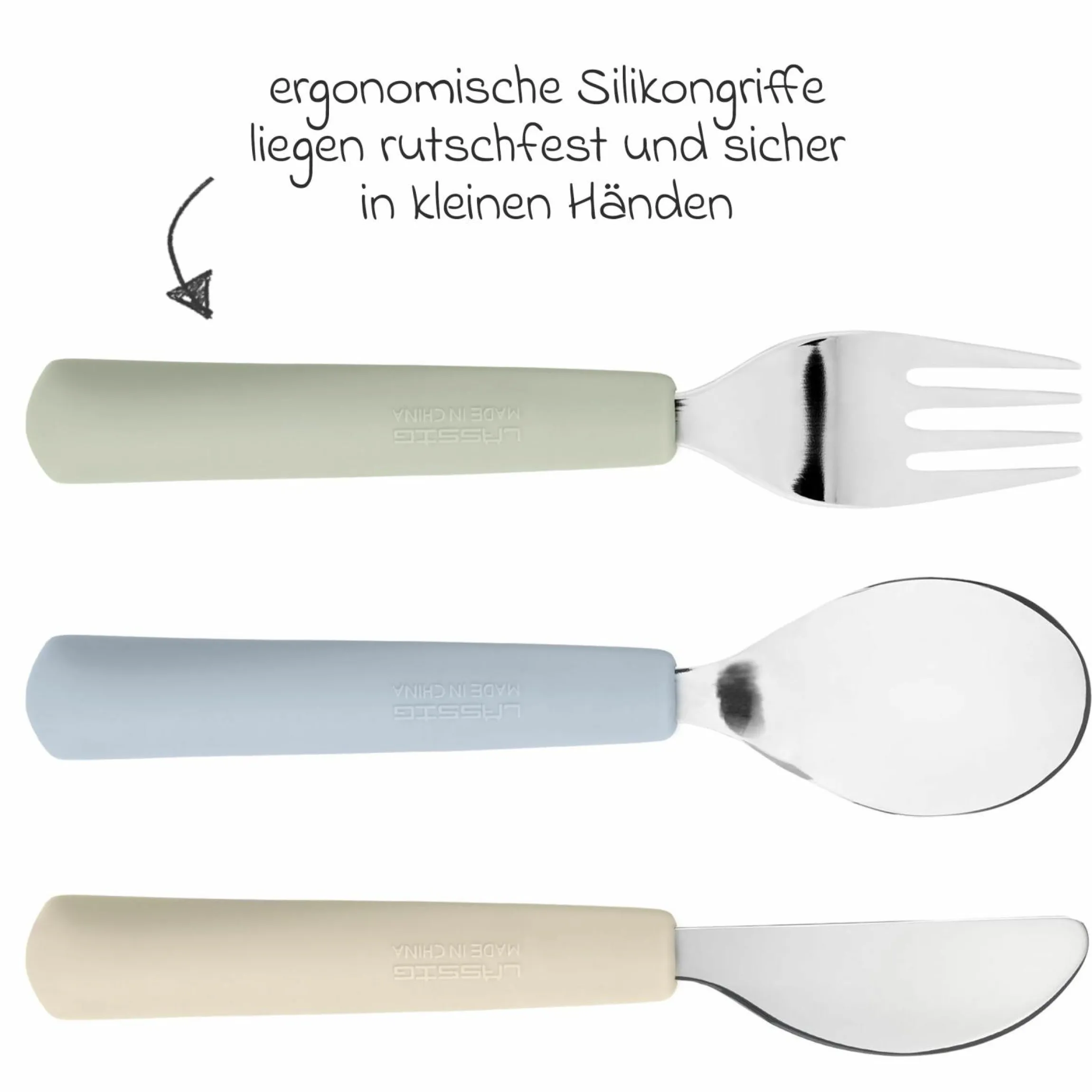 3-tlg- Besteck-Set Cutlery mit Silikon-Griff - Happy Fruits - Lemon