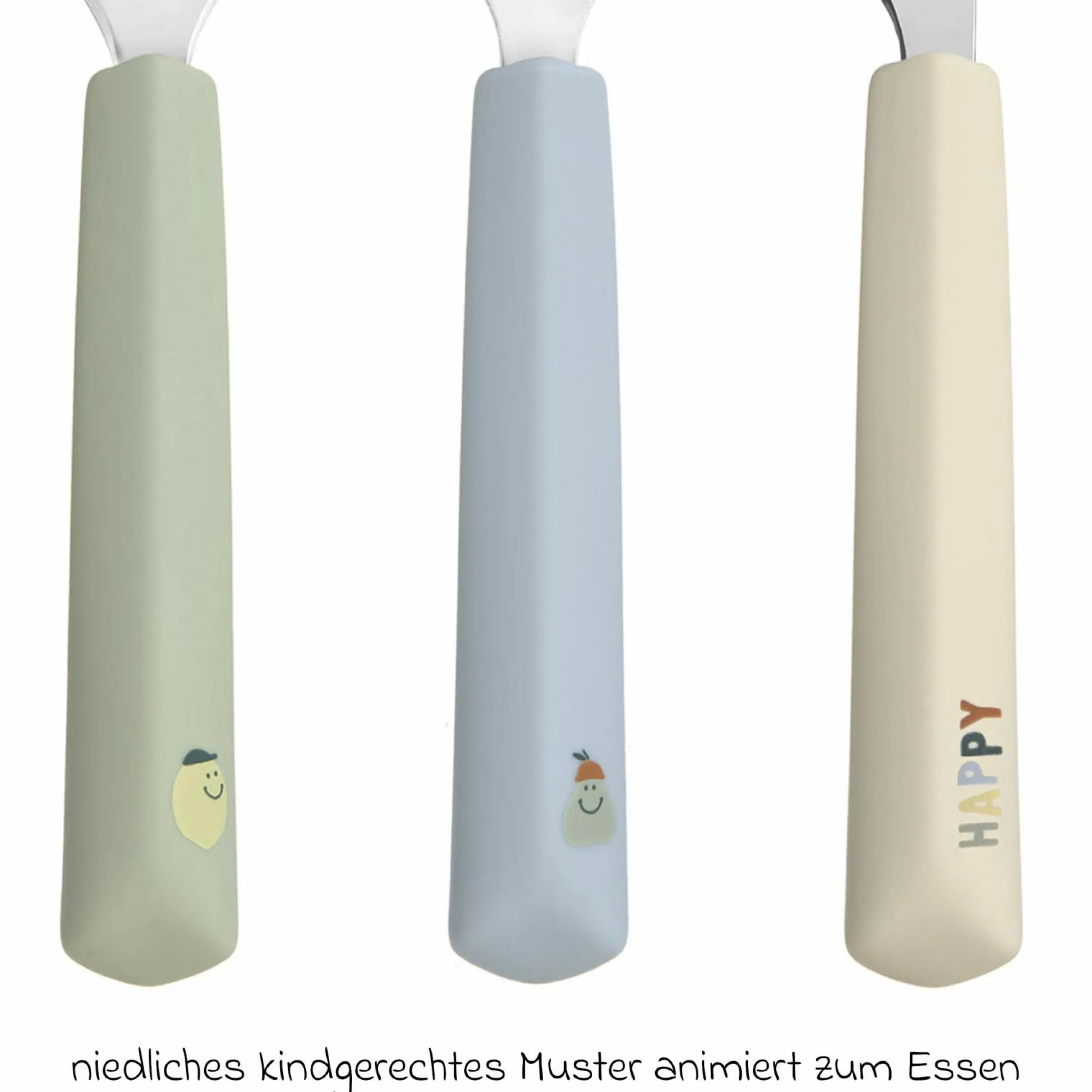 3-tlg- Besteck-Set Cutlery mit Silikon-Griff - Happy Fruits - Lemon
