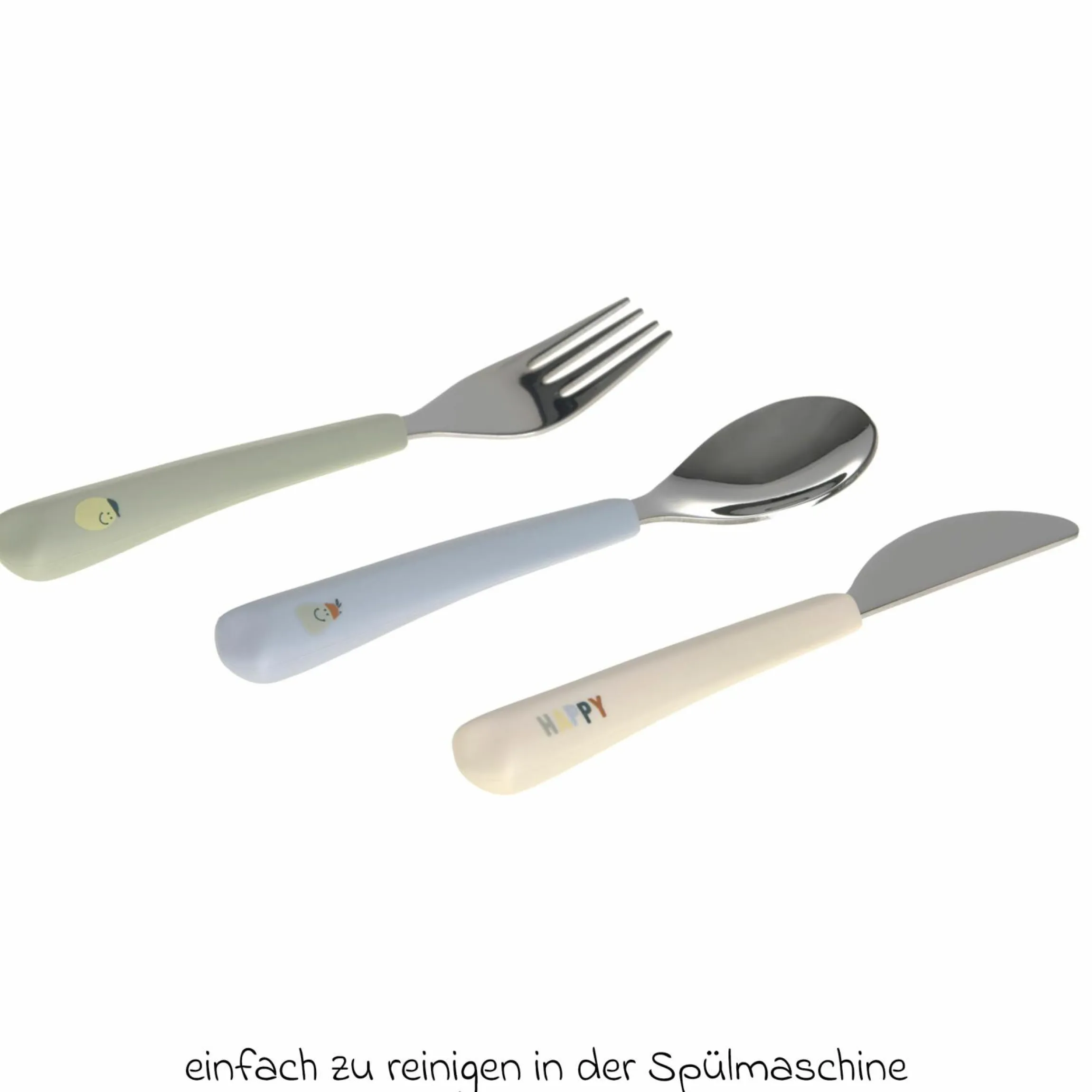3-tlg- Besteck-Set Cutlery mit Silikon-Griff - Happy Fruits - Lemon