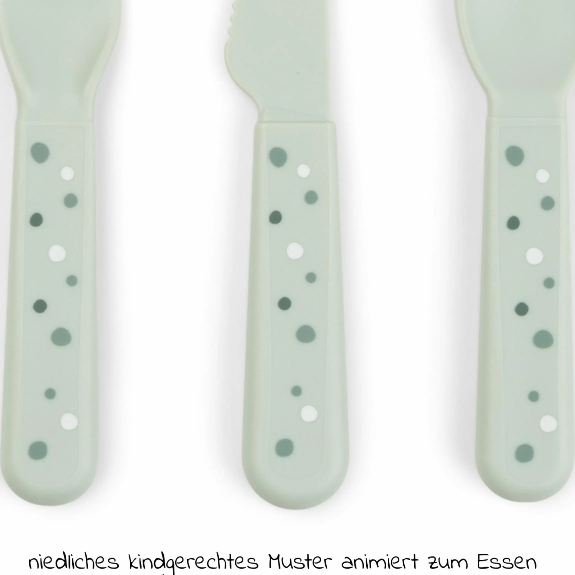 3-tlg. Besteck-Set Foodie - Happy Dots - Grün