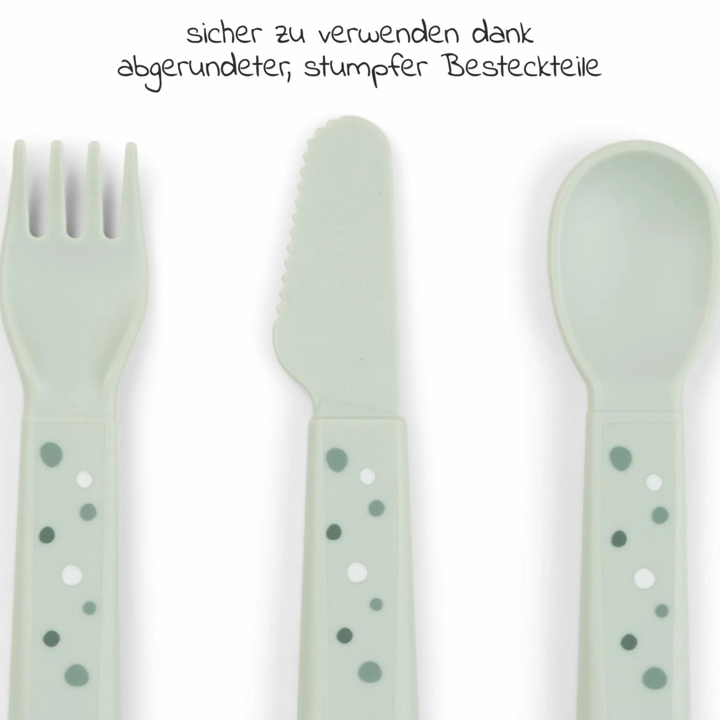 3-tlg. Besteck-Set Foodie - Happy Dots - Grün