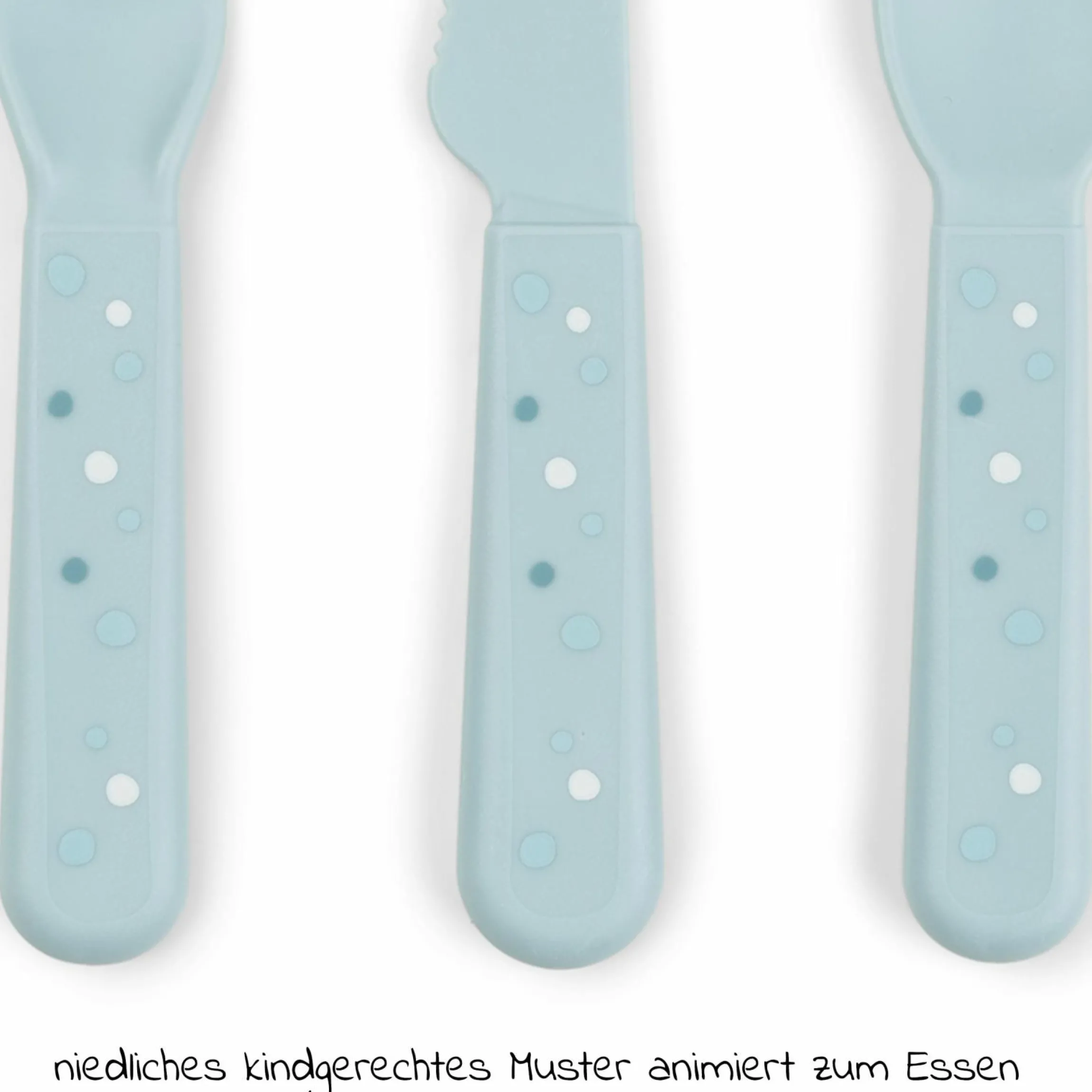 3-tlg. Besteck-Set Foodie - Happy Dots - Blau