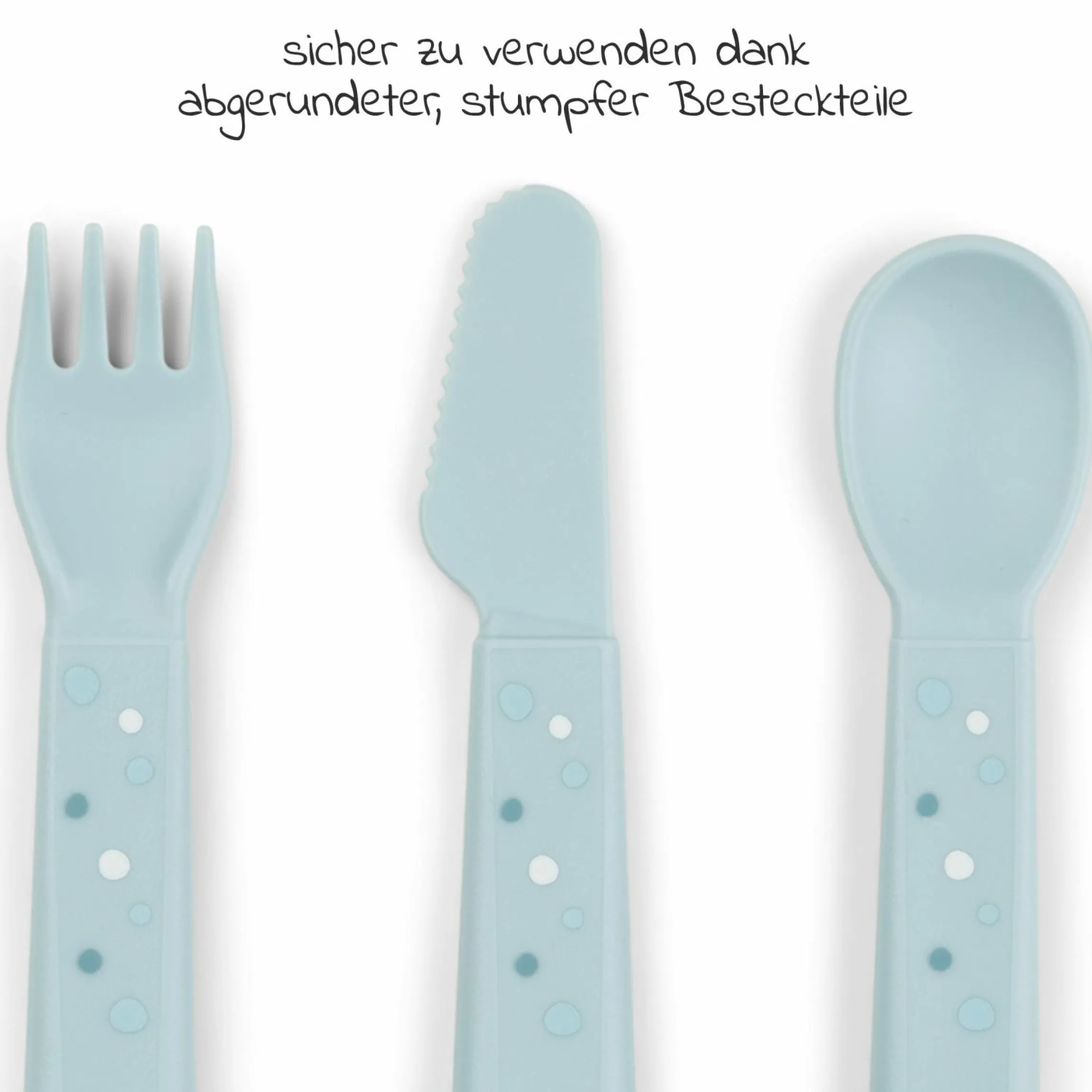 3-tlg. Besteck-Set Foodie - Happy Dots - Blau