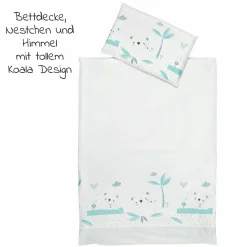 4-tlg. Bettwäsche-Set Decke 100 x 135 cm , Kissen 40 x 60 cm, Nestchen, Himmel - Koala