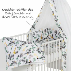 4-tlg. Bettwäsche-Set Decke 100 x 135 cm , Kissen 40 x 60 cm, Nestchen, Himmel - Jungle