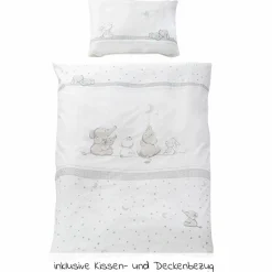 4-tlg. Bettwäsche-Set Decke 100 x 135 cm, Kissen 40 x 60 cm, Nestchen, Himmel - Sternenzauber - Weiß