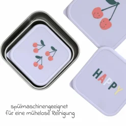 3-tlg. Edelstahl-Snackboxen-Set - Happy Fruits - Cherry