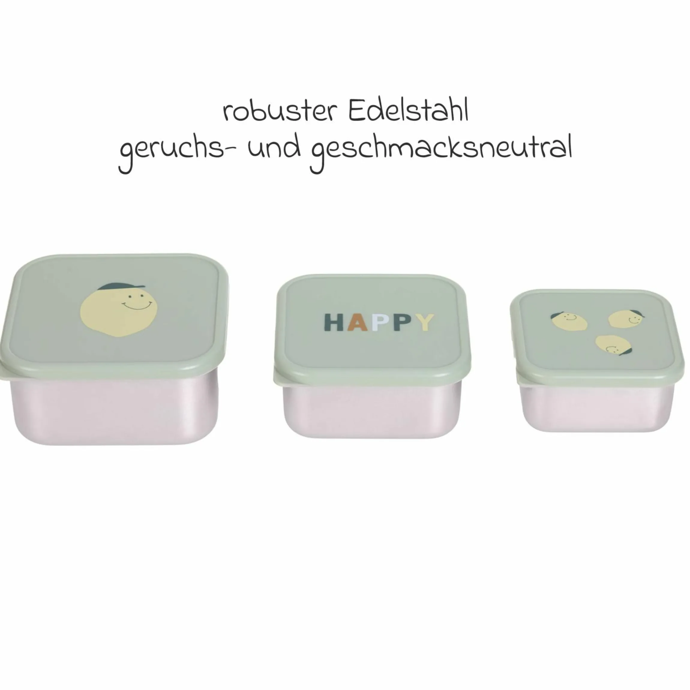 3-tlg. Edelstahl-Snackboxen-Set - Happy Fruits - Lemon