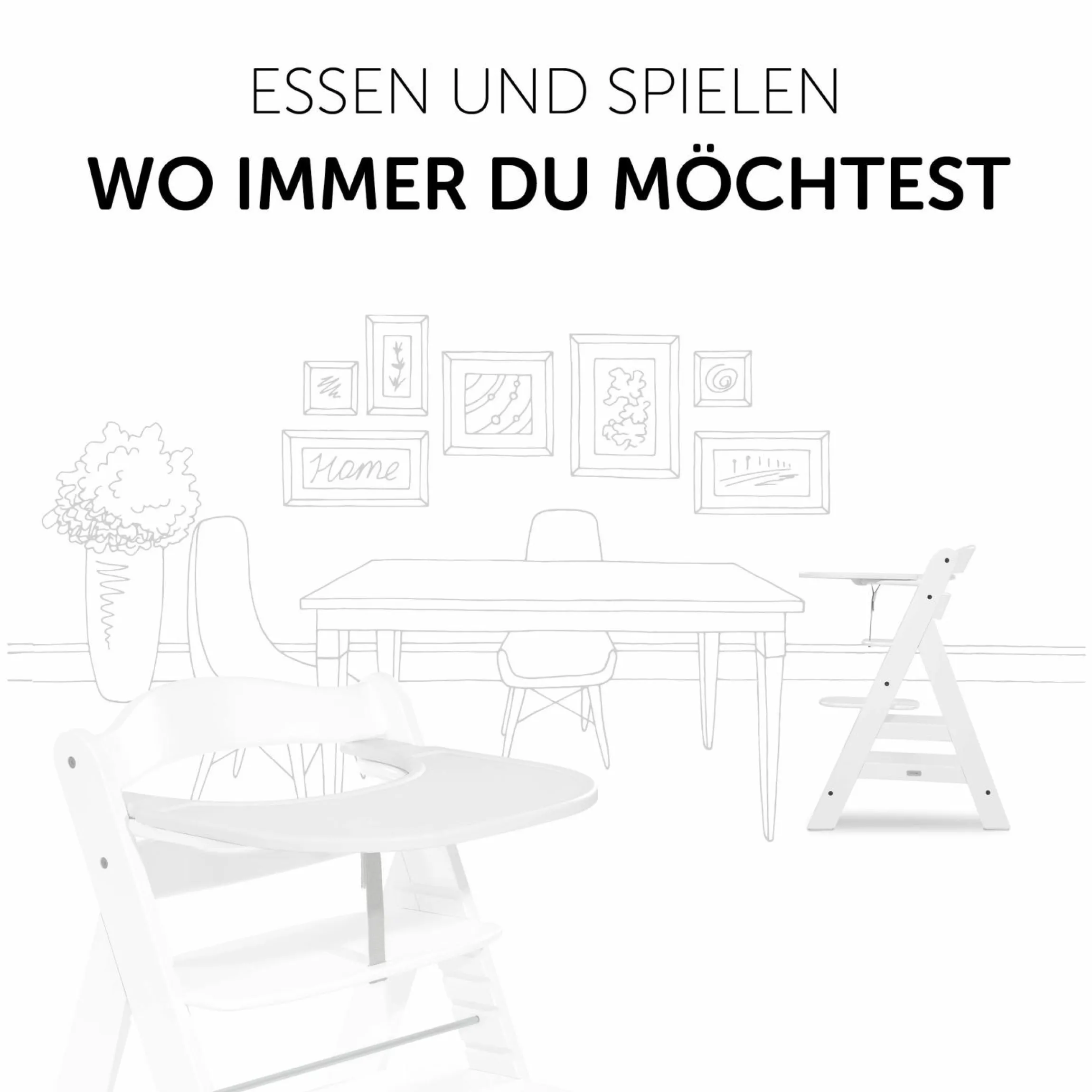 5-tlg. Essbrett-Set für Alpha Plus - Click Tray + Sitzkissen + GRATIS 2x Silikon-Teller - White Muslin Rose