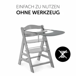 5-tlg. Essbrett-Set für Alpha Plus - Click Tray + Sitzkissen + GRATIS 2x Silikon-Teller - Grey Muslin Rose