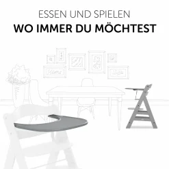 5-tlg. Essbrett-Set für Alpha Plus - Click Tray + Sitzkissen + GRATIS 2x Silikon-Teller - Grey Muslin Rose