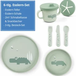 6-tlg. Esslern-Set Foodie - Croco - Grün