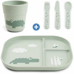 5-tlg. Esslern-Set Foodie - Croco - Grün