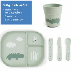 5-tlg. Esslern-Set Foodie - Croco - Grün