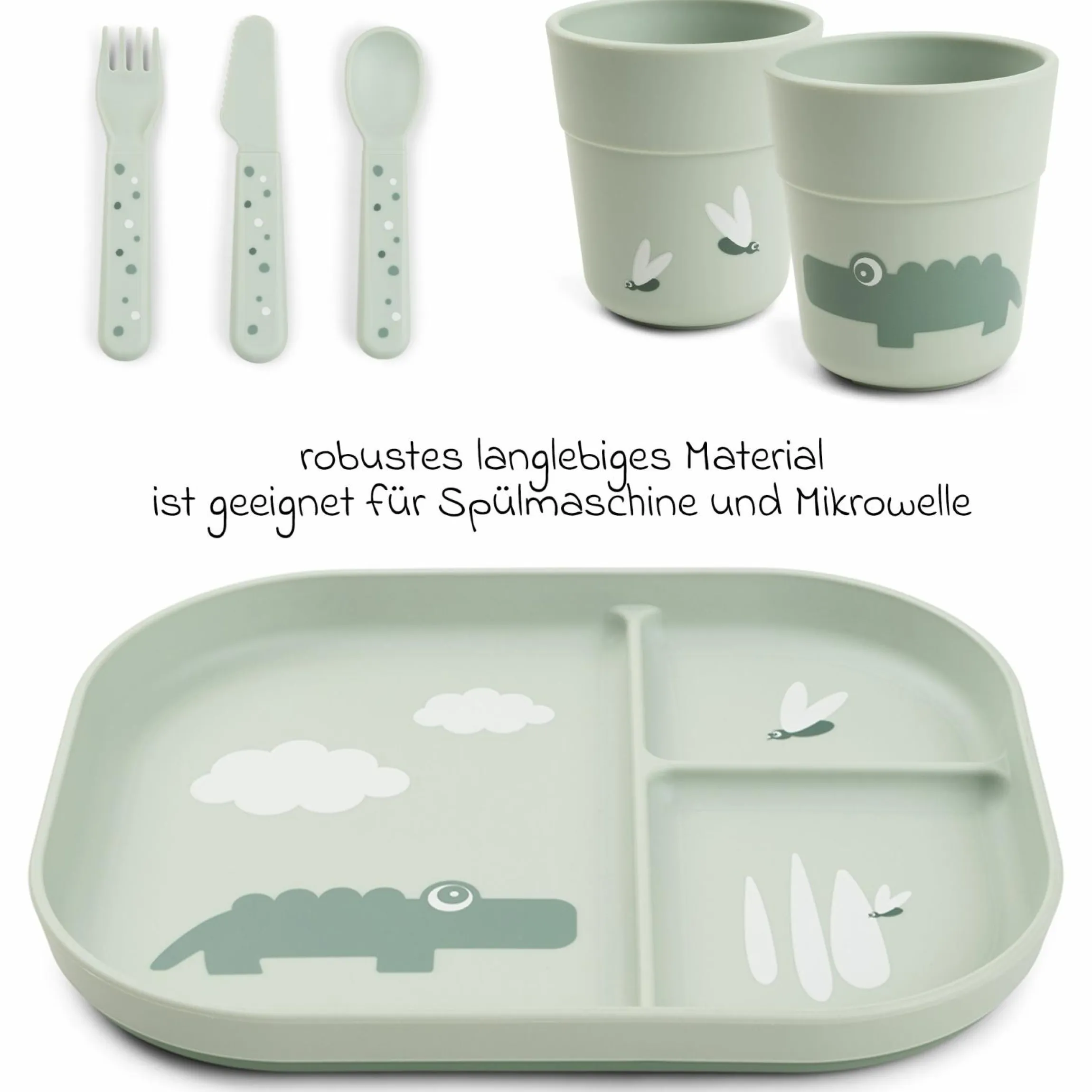 5-tlg. Esslern-Set Foodie - Croco - Grün