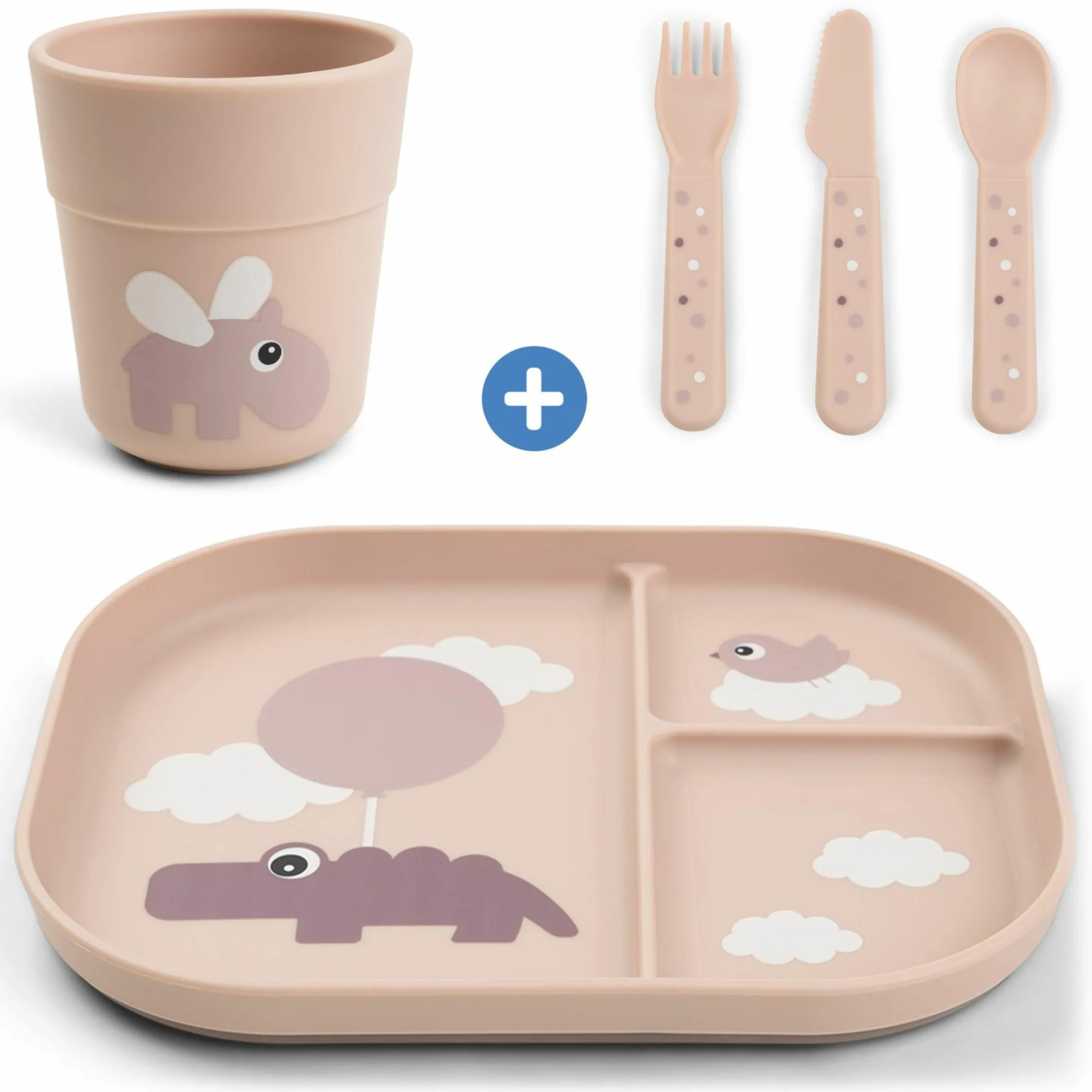 5-tlg. Esslern-Set Foodie - Happy Clouds - Powder