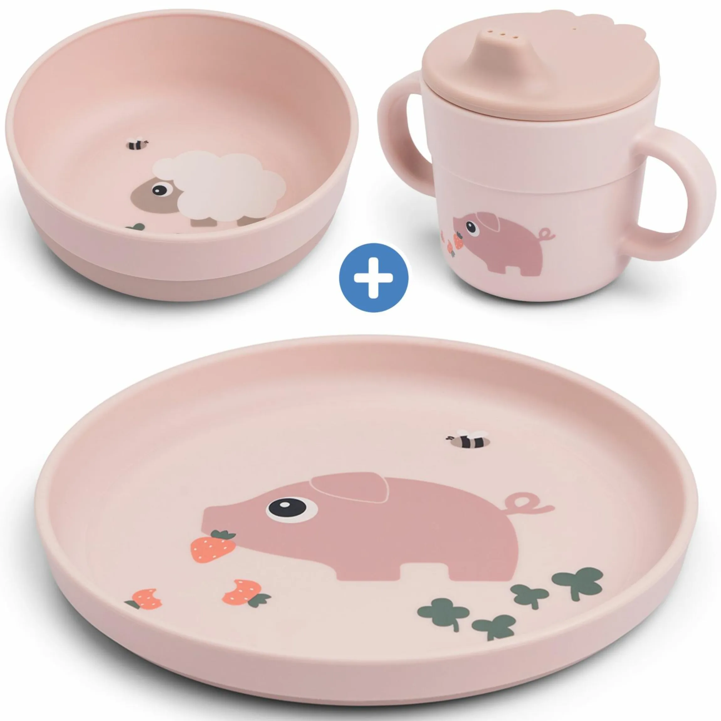 3-tlg. Esslern-Set Foodie - Tiny Farm - Powder