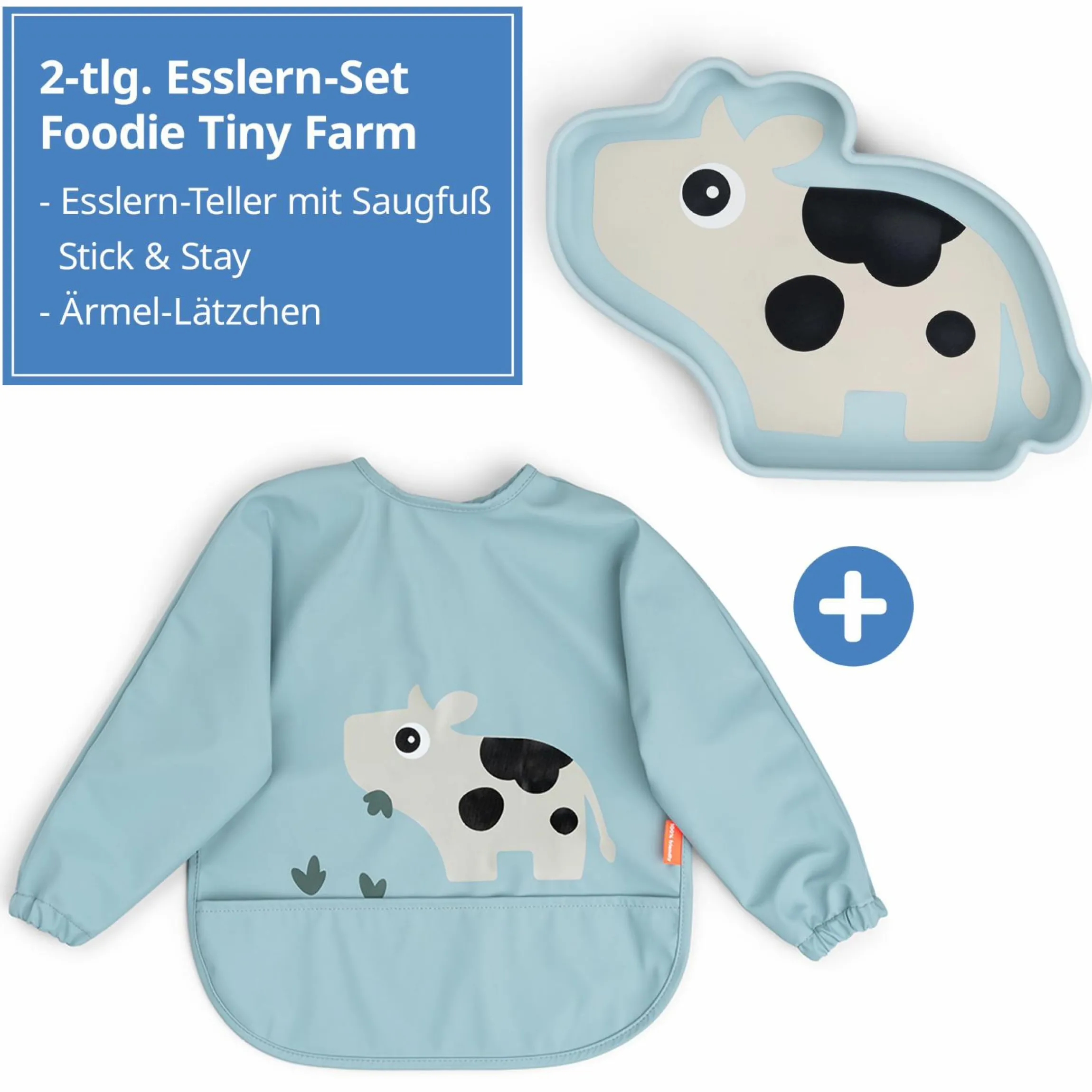 2-tlg. Esslern-Set Foodie - Tiny Farm - Blau